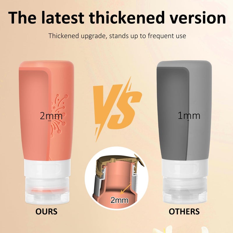 Vipop Empty 3 oz Travel Size Bottles Toiletries Containers for Toiletries Liquids，Small Silicone Mini Refillable Leak Proof TSA Approved Travel Bottles for Creams Shampoo and Conditioner Traveling - Image 4